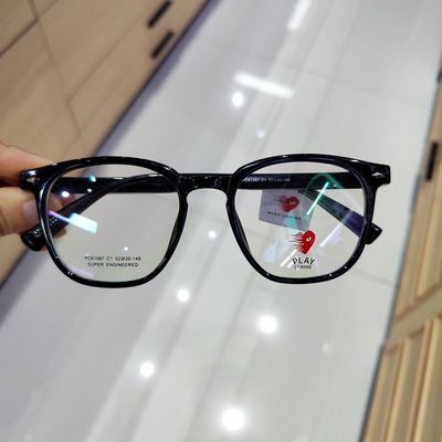 川久PLAYCOMME眼镜框男近视女防蓝光多边形网红款黑色眼镜架61087