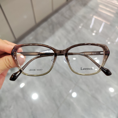 Latemon浪特梦近视眼镜框女茶色猫眼镜架网红款防蓝光眼镜L83339
