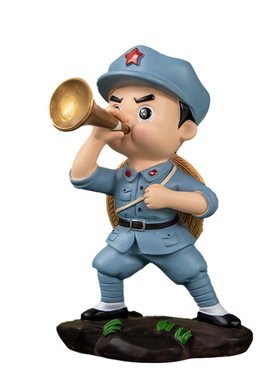 创意可爱的人蓝色路军红军人偶摆件红色记忆旅游景点工艺品礼物