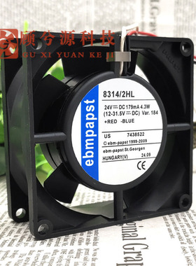 原装德国ebmpapst 8314/2HL 24V 179MA  4.3W 三线   8CM设备风扇