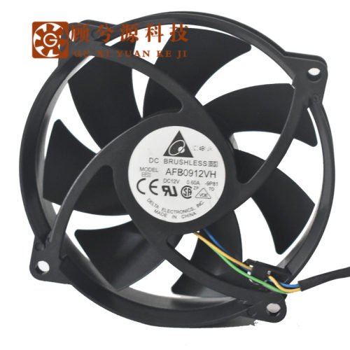 Delta台达 9CM 9225机箱CPU散热风扇 12V 0.60A AFB0912VH PWM4线