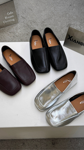 欧洲站2026春季新款欧货时尚休闲百搭显瘦方头平头平底单鞋女