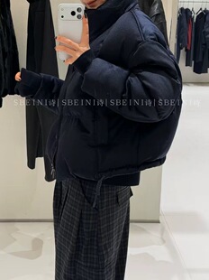 欧洲站2026春季新款欧货时尚休闲百搭显瘦立领短款鹅绒羽绒服女