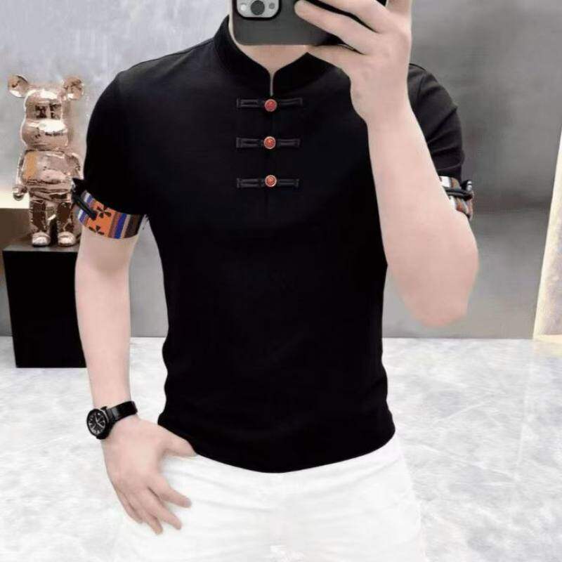 短袖男款夏衣服polo衫2026新款潮牌潮流轻国风男装新中式立领盘扣