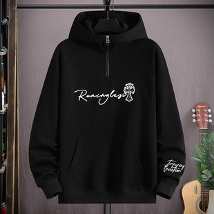 半拉链卫衣男款衣服外套春季上衣2026新款潮流休闲连帽带帽子