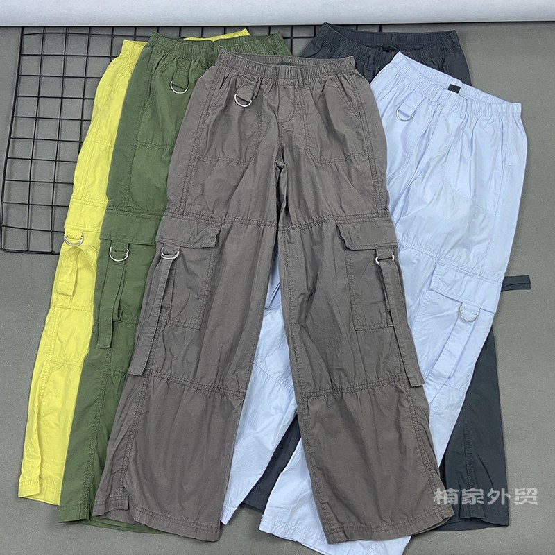 原D 实拍！ 潮流降落伞休闲工装裤女纯棉宽松阔腿机能直筒卫裤潮
