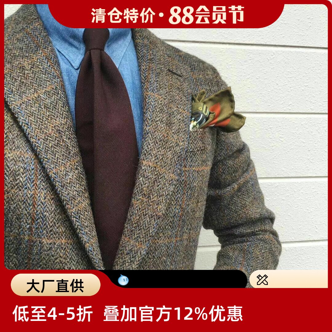 纯羊毛西装复古格纹雅痞休闲春季