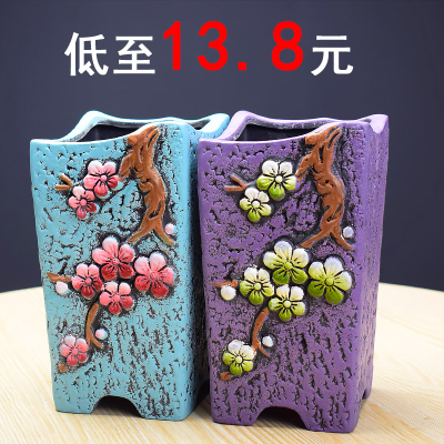 手绘四方口老桩高盆工厂直销