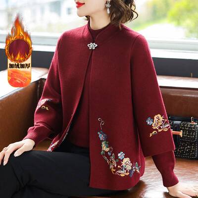 本命年妈妈春装短款外套中年女春秋装结婚礼服中老年婆婆婚宴衣服