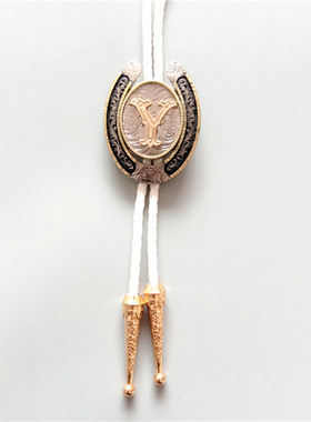 BOLO TIE白色皮绳新郎领带男女金银字母领结小众衬衫韩版领绳配饰