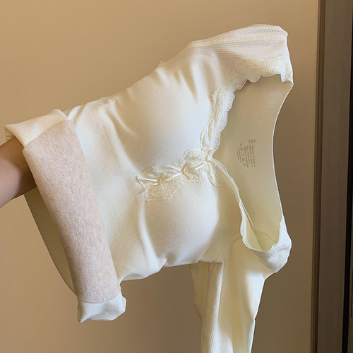 蚕丝羊绒保暖内衣女加绒加厚套装