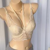 龙心蕾丝挂脖内衣女小胸聚拢纯欲法式 性感叠穿吊带内搭胸衣文胸罩