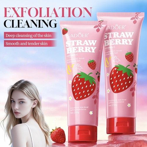 草莓vc磨砂沐浴盐250克 Strawberry VC frosted bath salt