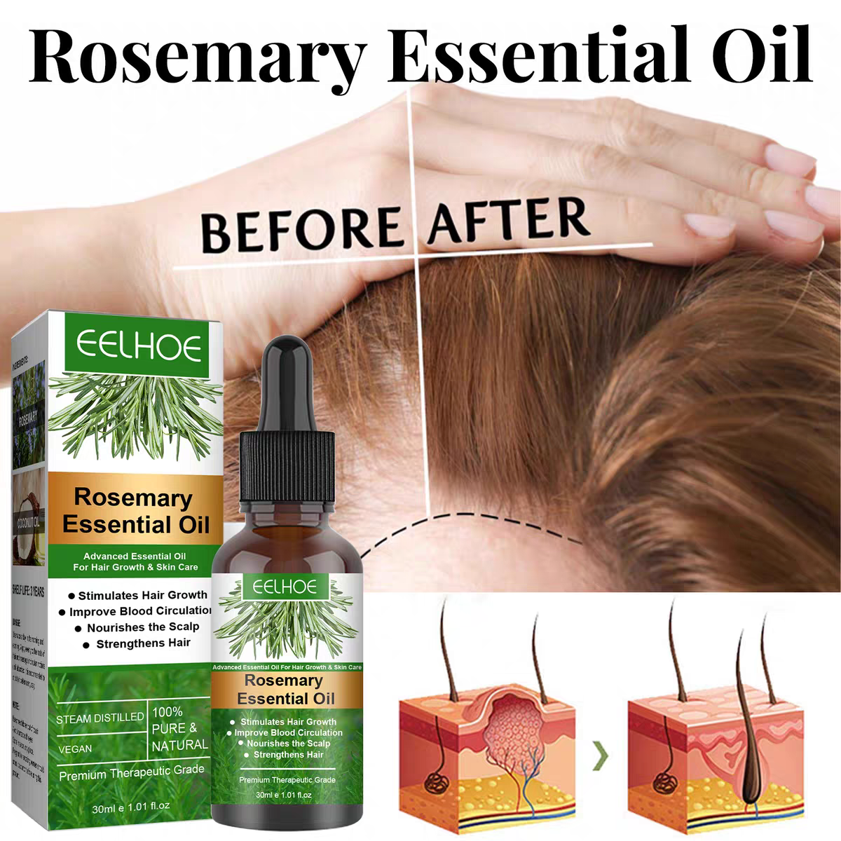 Rosemary Hair Growth Care Essential Oil 迷迭香护发精油郝优,美发护发/假发,头皮精油/精华,淘宝优惠券,粉丝福利购,淘宝优惠卷