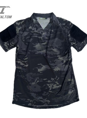 战术汤姆MCBK暗夜黑迷彩网红战术Rugby Shirt快速干VS短袖T恤上衣