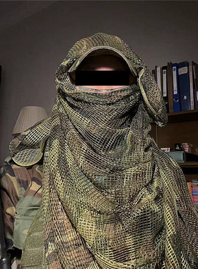 狙击手丛林伪装隐蔽长款 透气网巾战术围巾沙漠围脖面纱多用途