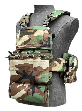 军迷户外战斗FCPC V5 Vest快拆战术背心M81 Woodland迷彩小全套