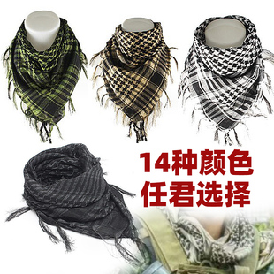特价涤纶阿拉伯围巾外贸出口中东方巾绿色沙色战术方巾军迷防风沙