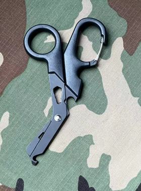 黑EDC不锈钢弯头加厚EMT急救刃带细齿战术户外求生救援多功能剪刀