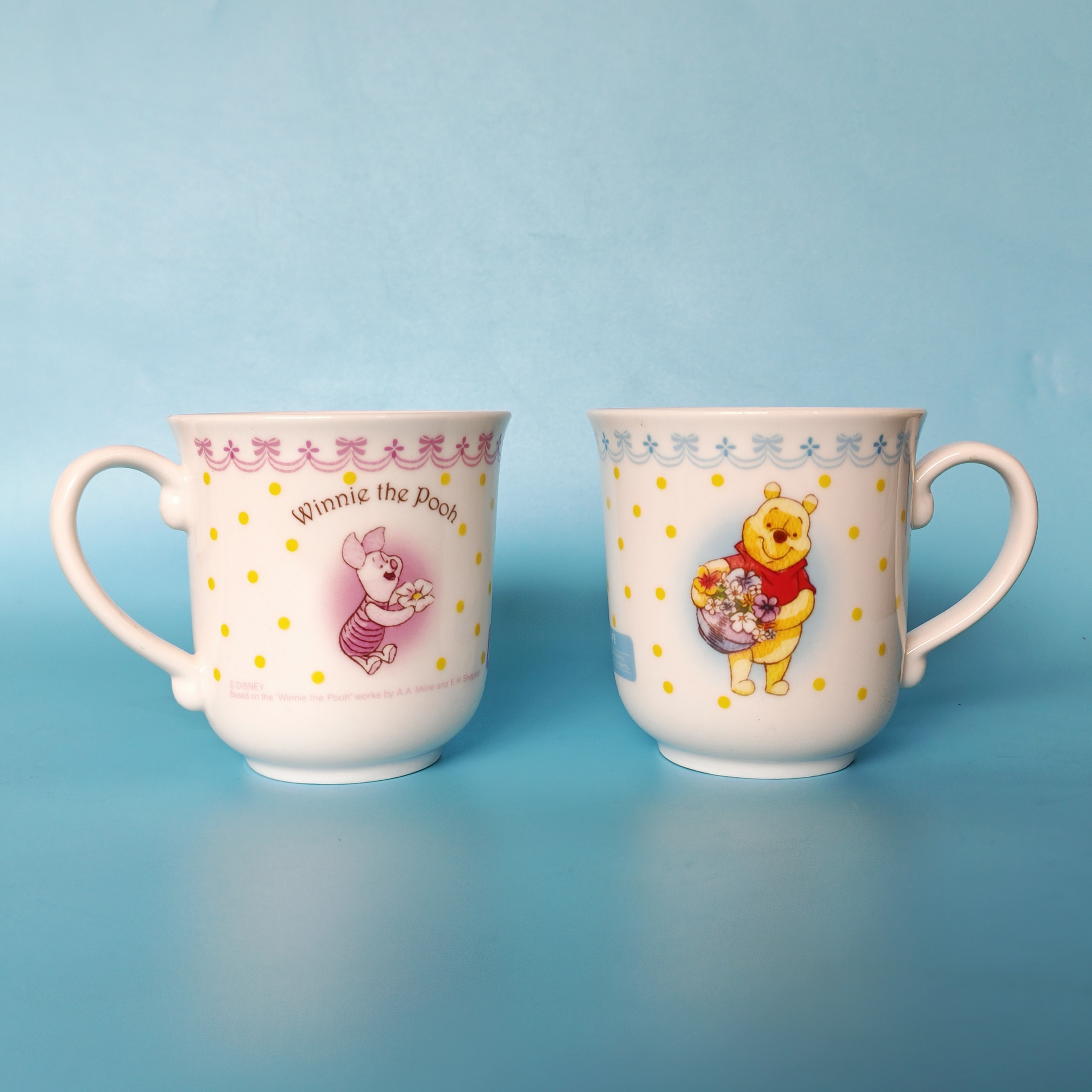 日本中古马克杯卡通迪士尼Disney噗噗咖啡杯陶瓷维尼熊杯子昭和制
