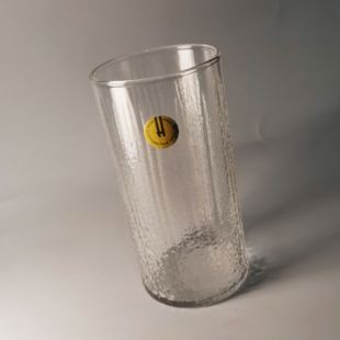 日本昭和HOYA水晶玻璃杯竖纹磨砂啤酒杯中古冰川纹果汁杯无铅玻璃