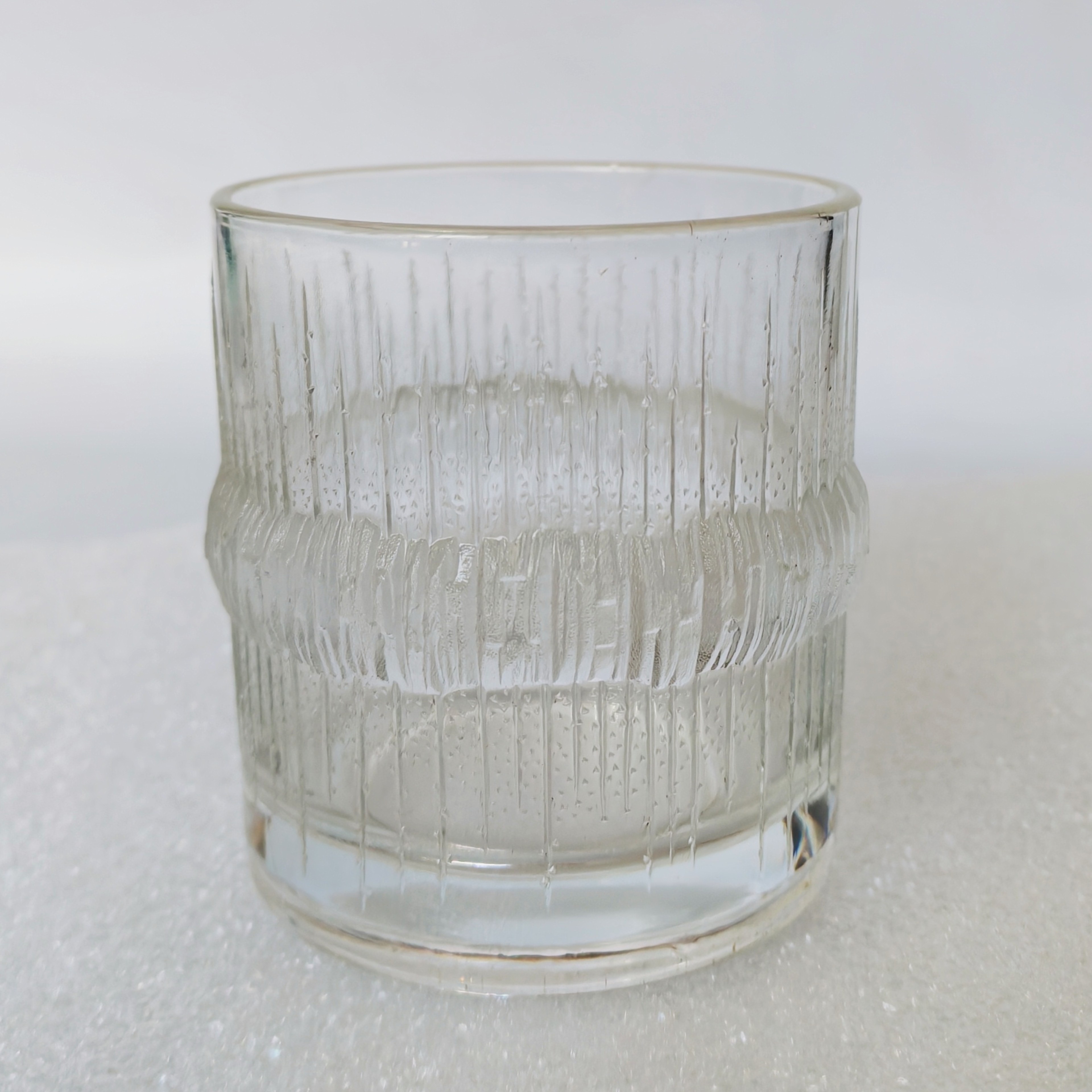 日本制威士忌杯中古冰川纹果汁酒杯汽水杯复古浮雕竖纹切子玻璃杯