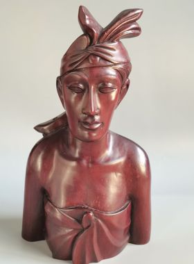 vintage印度尼西亚木雕摆件东南亚风情人物工艺品家居装饰中古品