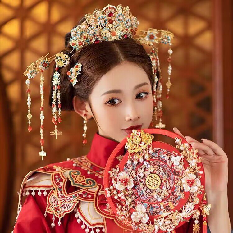 明制大婚步摇凤冠头饰新娘古装唐风结婚中式大气婚礼秀禾服发饰品