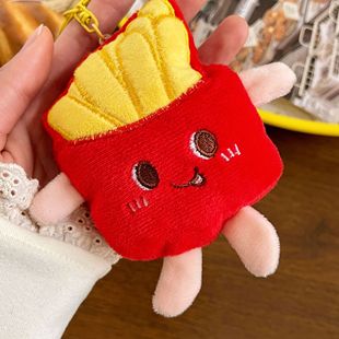 卡通毛绒挂件玩偶可爱胸针汉堡薯条吐司公仔鸡腿钥匙扣服装挂件