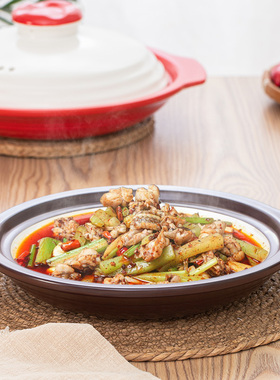 金华锂瓷红棕白色浅平特浅砂锅商用鱼头煲盐焗虾明火干烧耐高温沙