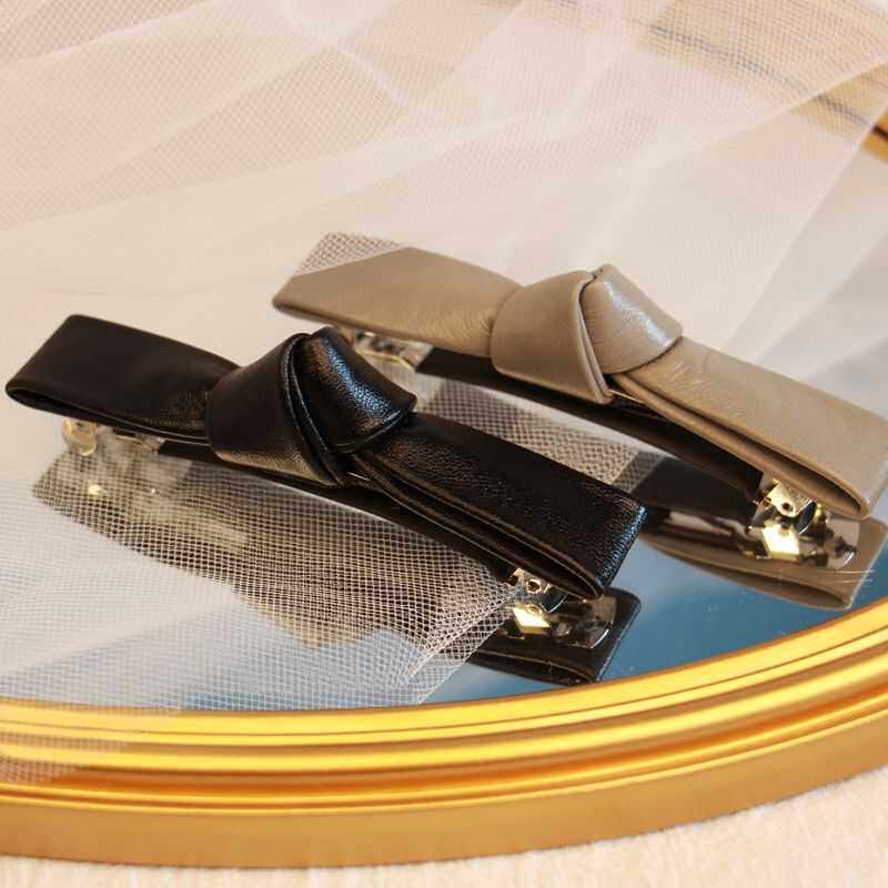 CHENG原创设计 真皮绵羊皮一字夹高级感弹簧夹轻奢马尾夹黑色发饰,饰品/流行首饰/时尚饰品新,发饰,淘宝优惠券,粉丝福利购,淘宝优惠卷