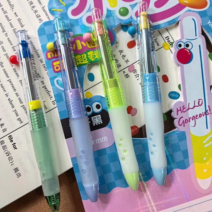 晨光小可爱高颜值按动中性笔0.5双珠速干黑色刷题笔学生正姿水笔