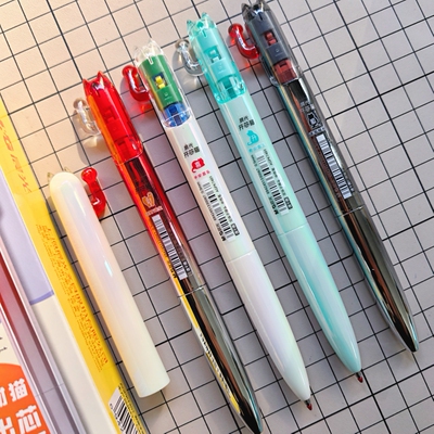 晨光招财猫中性笔0.5双珠子弹头速干黑色水笔高颜值学生刷题笔