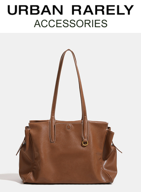 URBAN RARELY植鞣皮旅行包明星同款单肩大容量复古公文包托特包女