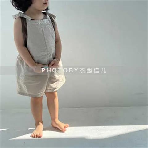 女童男连体裤夏装韩版儿童背带短裤绑带新品ins潮范休闲时尚个性