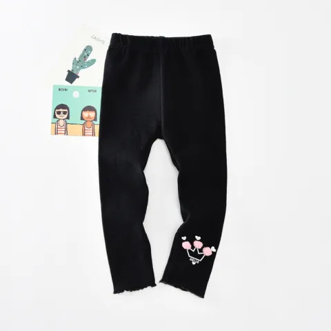 女童秋季木耳边打底裤弹力印花童裤长裤打底秋款裤子百搭皇冠外穿