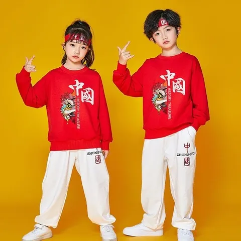 醒狮舞蹈服小运动会演出服装中国风啦啦队儿童国风表演服幼儿