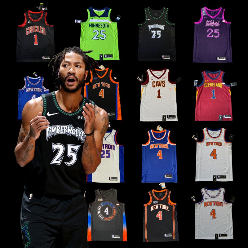 罗斯 骑士队 尼克斯队 NBA 1号 4号 SW球迷版球衣篮球服