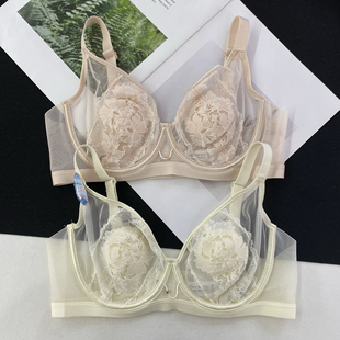 咔哇本色6659软钢圈水晶乳贴BC薄杯文胸承托防下垂蕾丝镂空内衣女