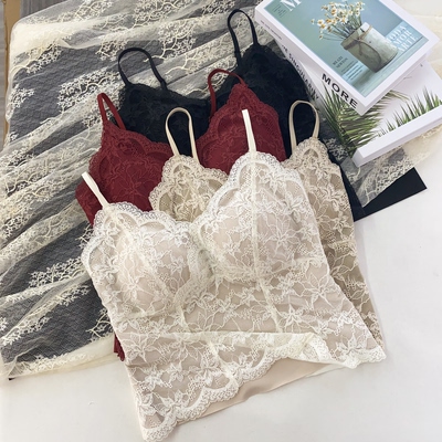 6099秋冬款设计感蕾丝吊带磨毛保暖背心女带胸垫时尚百搭修身美背