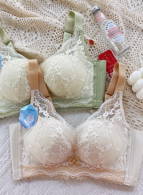 古妃31051蕾丝云感3D呼吸杯内衣女中厚无钢圈小胸聚拢调整型文胸