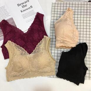 古妃5501健康养护内衣女蕾丝无痕无钢圈美背大胸显小大码 睡眠文胸