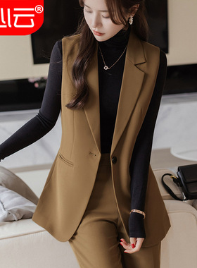 泽yp新款西装女背心春秋2025上衣韩版宽松坎肩休闲双排扣马甲套裤