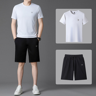 套装 短袖 夏季 时尚 青年男体恤休闲两件套 泽yp新款 圆领运动短裤 男式