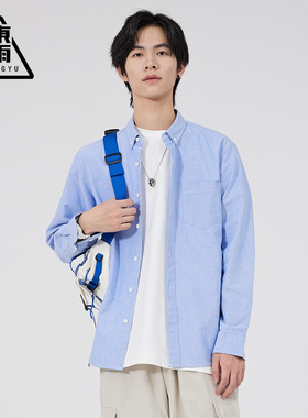 泽yp東羽男装春秋衬衫男牛日系男休闲长袖全棉格子衬衣男C2001