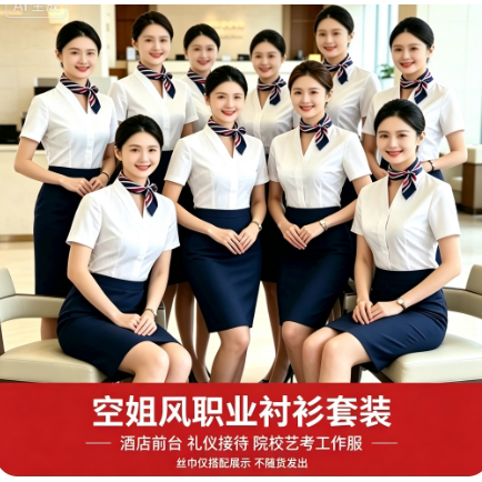 空姐风职业套裙柜台接待工作服