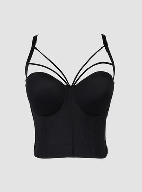 泽yp路秋国纯欲风吊带背心女带钢圈胸衣性感露背外穿DB5