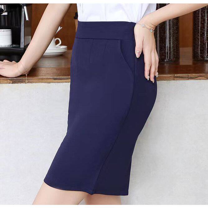 泽yp夏季黑色高腰包臀裙高弹力包裙职业裙半身裙藏青色工作裙西装