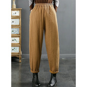 加肥阔腿中老年复古风民族风紧腰 宽松长裤 裤 子可外穿休闲厚款