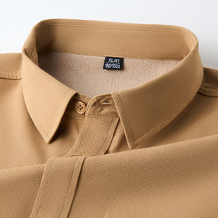 泽yp新款 東雨男装纯棉加绒男士长袖口袋衬衣百搭纯色衬衫外套KM